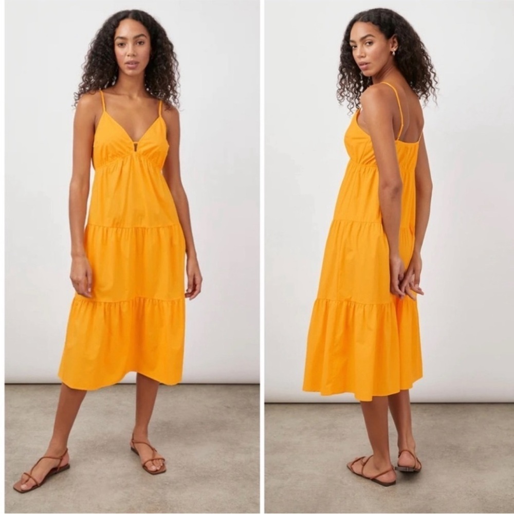 Rails Avril Sleeveless Tiered Midi Dress In Marigold Size Medium